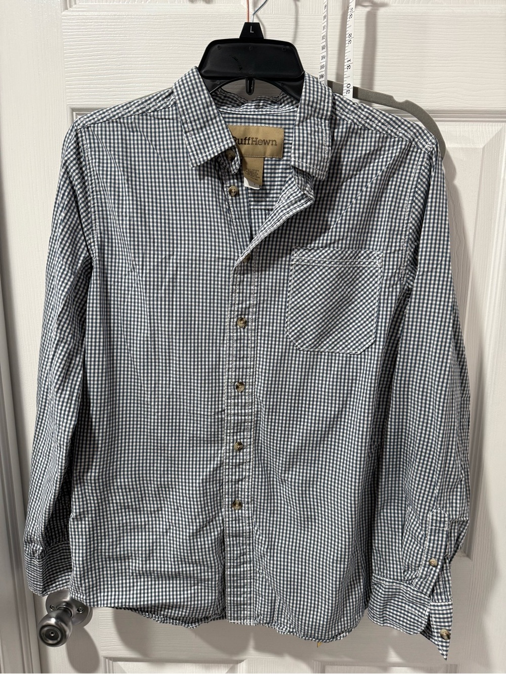 Ruff Hewn Men’s Navy and White Gingham Button-Down Shirt
